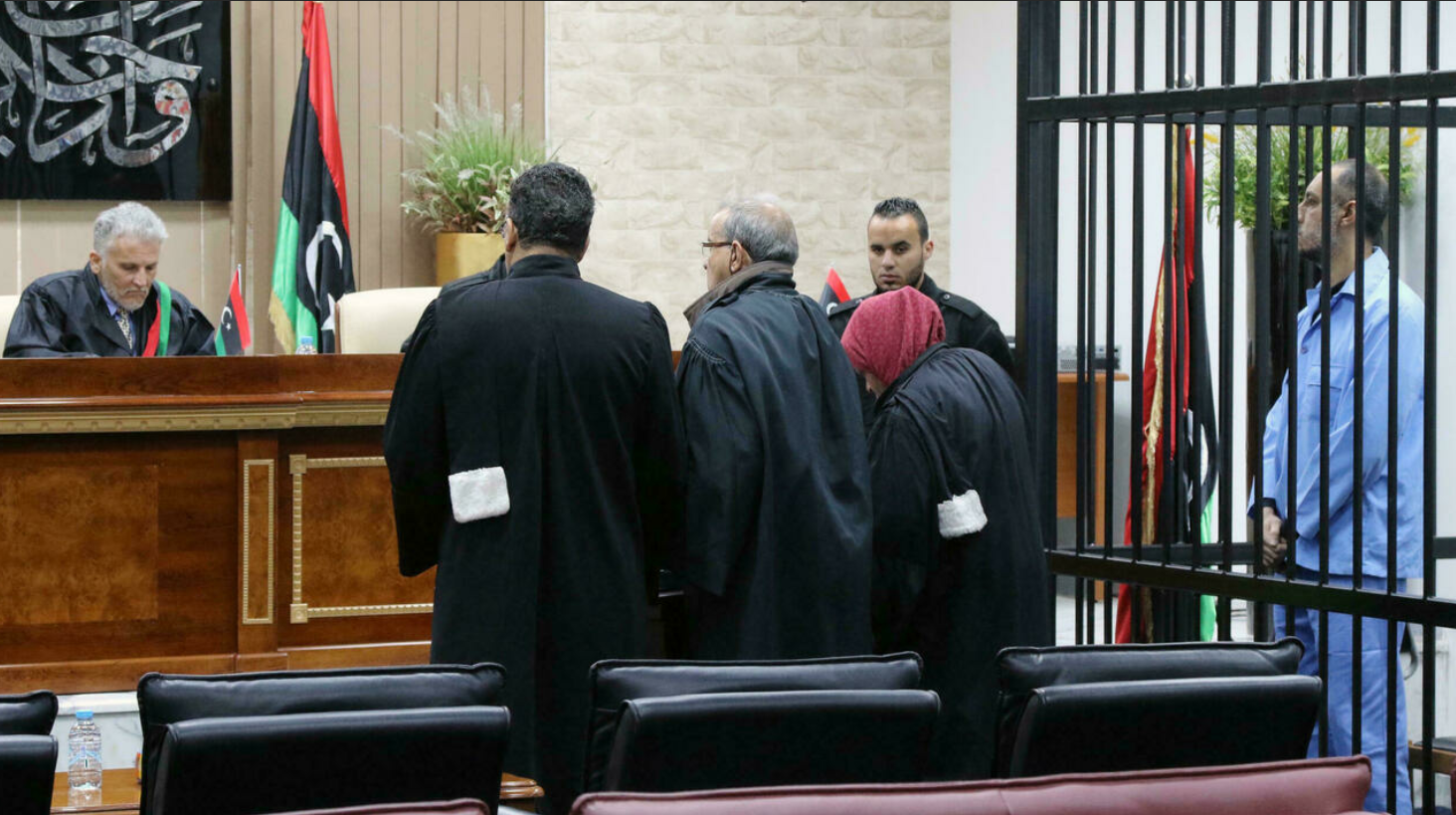 الساعدي القذافي نجل الزعيم السابق معمر القذافي في جلسة لمحاكمته في طرابلس في 13 مارس 2016