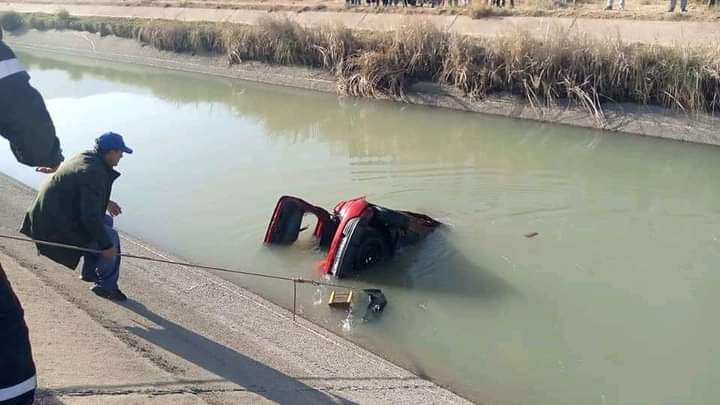 سقوط سيارة في قناة للري أفورار